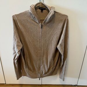 Banana Republic Cream Zip Up Sweater with Stand-Up Collar